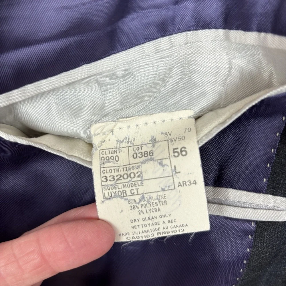 Jack Victor Suit Jacket Mens 56L Pants 52x31 Gray Windowpane Wool Reflex Stretch